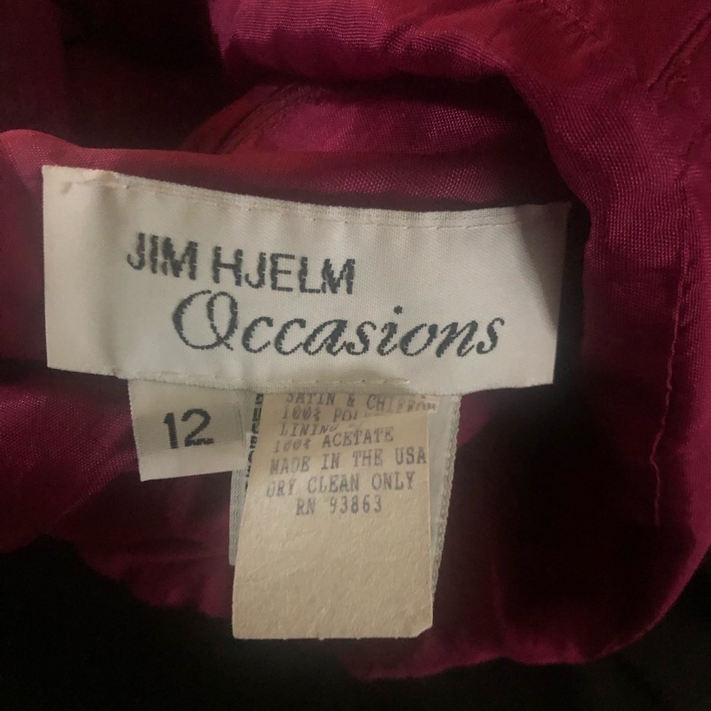 Jim Hjelm Occasions Strapless women’s Size 12 burgundy Rose Chiffon Full Length - Picture 5 of 12
